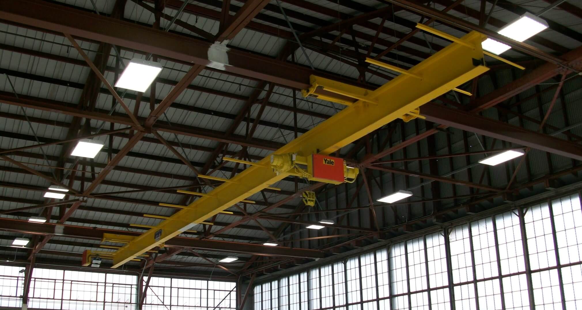 Underhung overhead crane in industrial facility